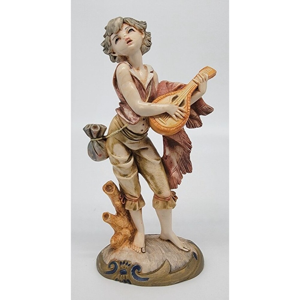 Simonelli Italy Musician Figurine Mandolin Player Capodimonte Style Vintage